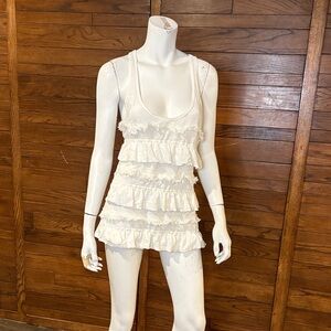 Hollister Cream Layered Ruffle Tank Top